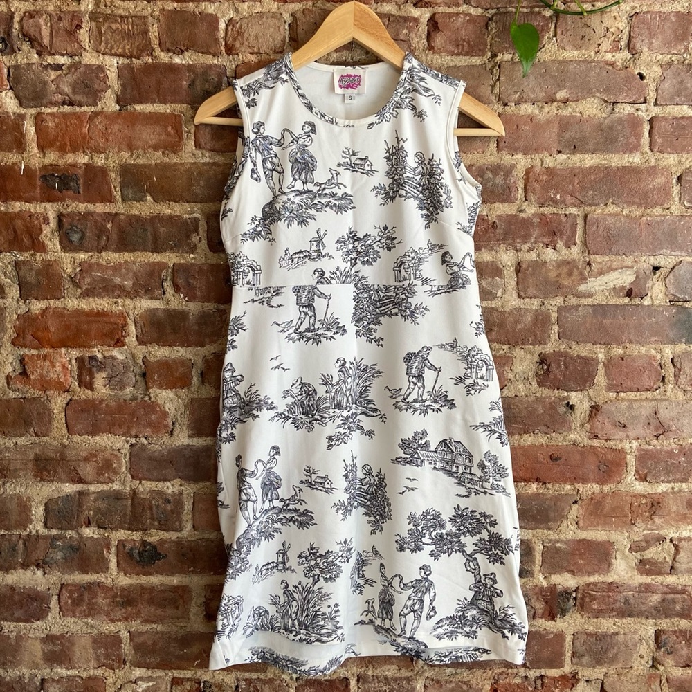 Vintage Leggiadro Printed Elastane Mini Dress Black White